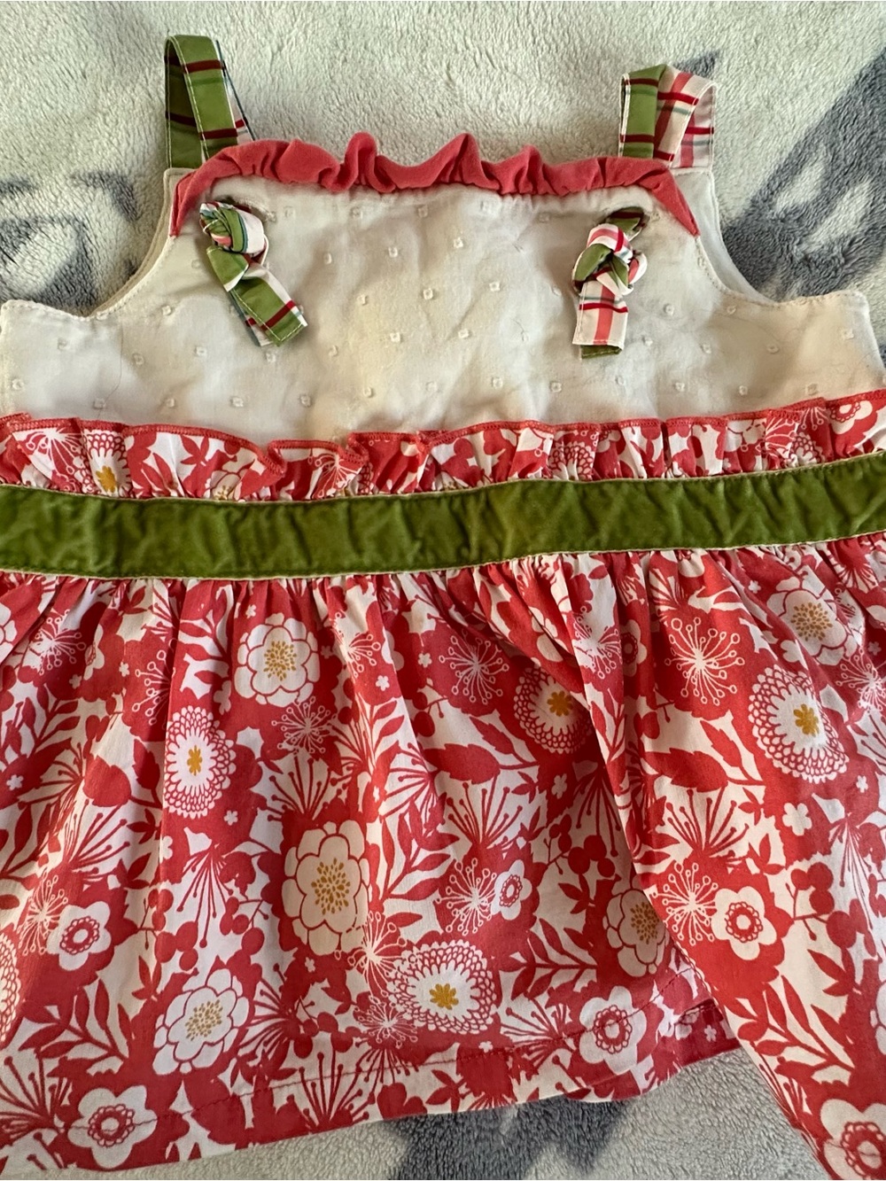 Matilda Jane Red White Green Floral Ruffled Tank Top